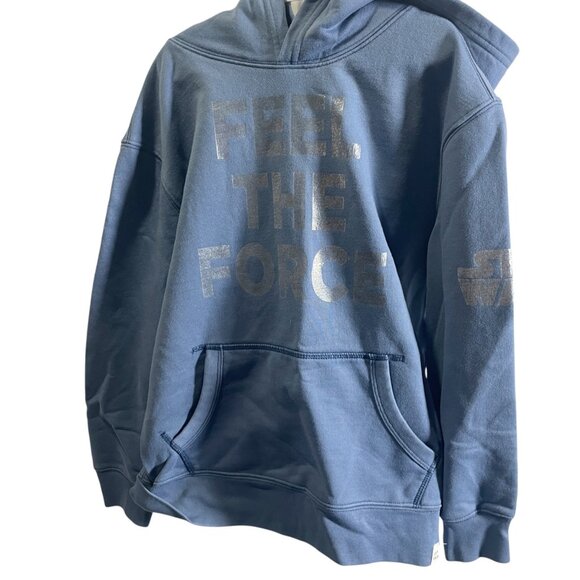 Gap Kids Star Wars Hoodie Feel The Force Blue Metallic Print Size 10 - Picture 1 of 4